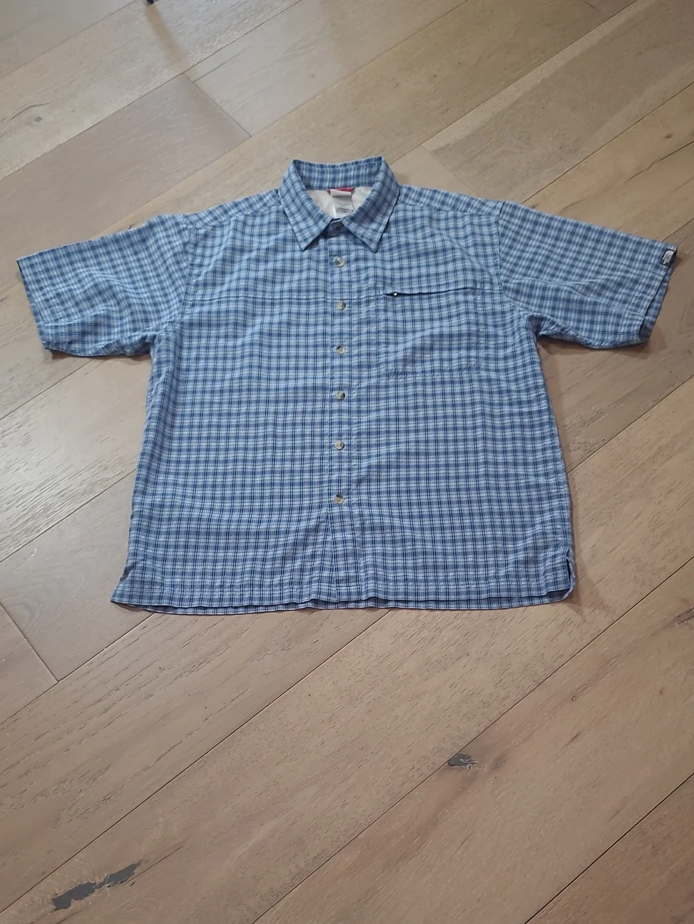 The North Face Shirt Men's M Blue Plaid Button Up Short Sleeve Active Shirt